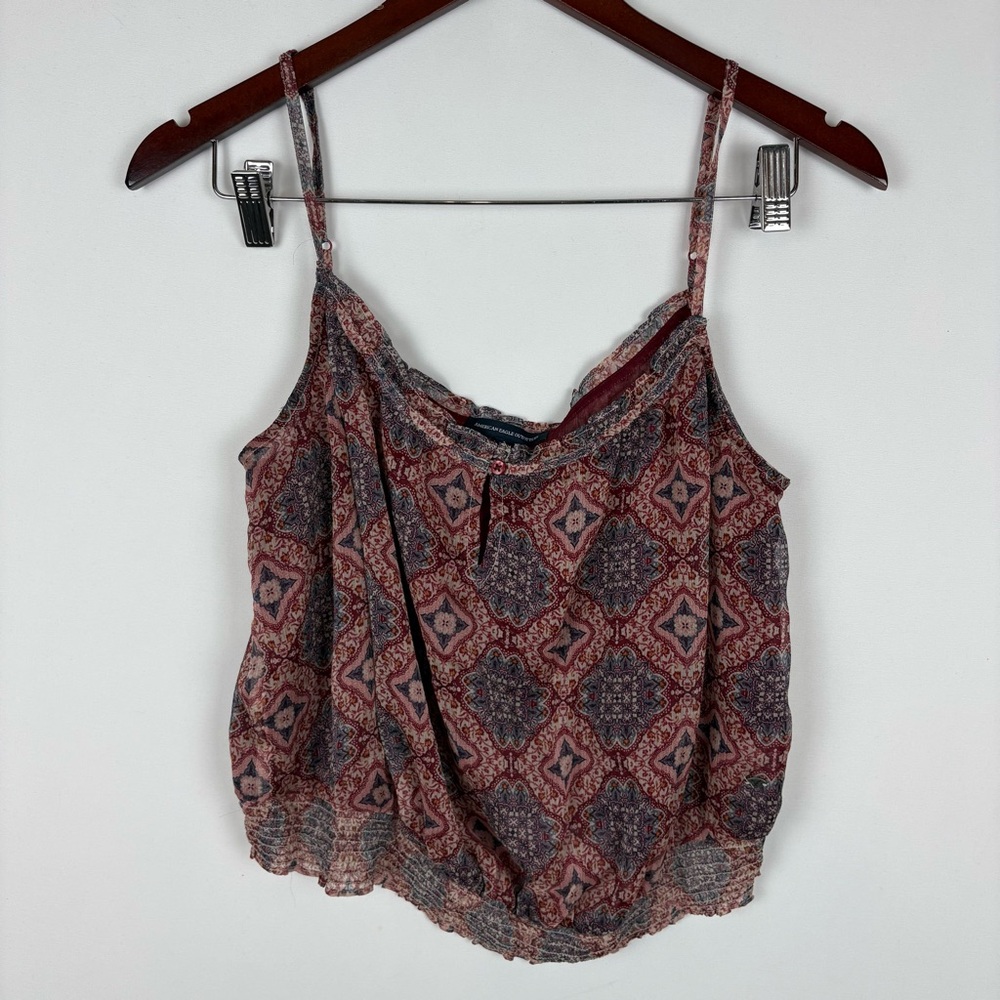 American Eagle Outfitters Paisley Double Layer Sheer Tank Top‎